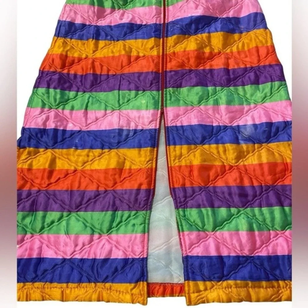 Vintage Rhapsody By Glazier Quilted Striped Maxi Skirt Small‎ Medium Rainbow